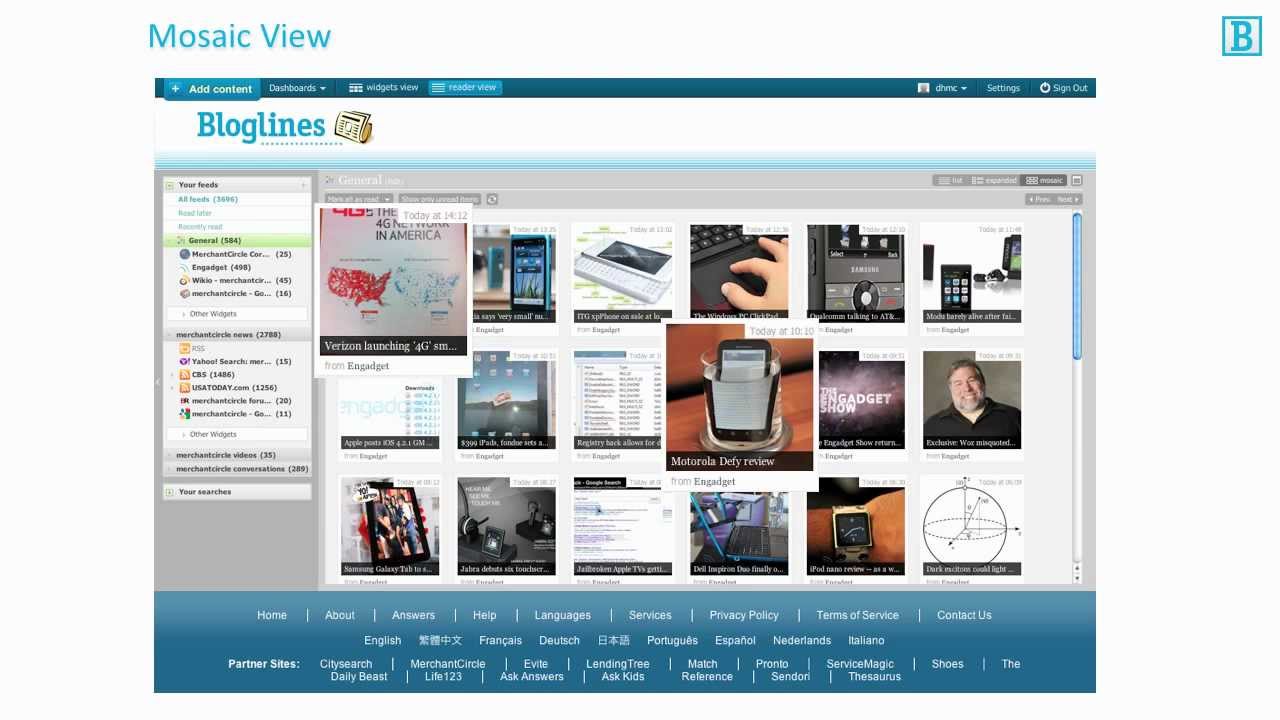Bloglines login page