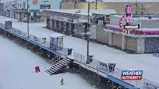 Time-lapse of snowfall in Wildwood, NJ amid winter storm