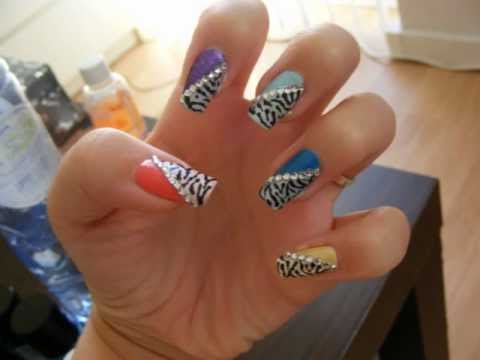 Nail Art Design For White Skin. My Bling Nails Photo. Bling Lolita Nail Art Design Wild Colorfull Bling Zebra Nails - Nail Art Design For White Skin. My Bling Nails Photo. Bling Lolita