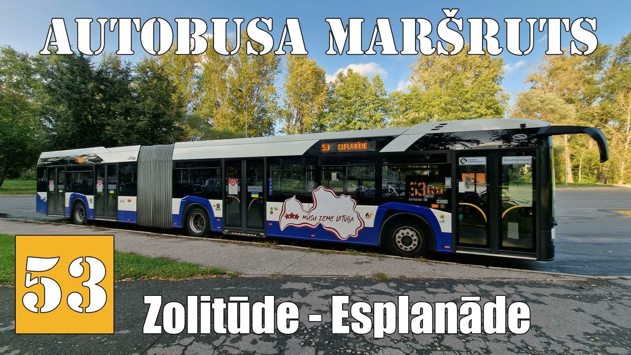 Rīga, Autobusa maršruts №53, Zolitūde - Esplanāde. Timelapse 2x