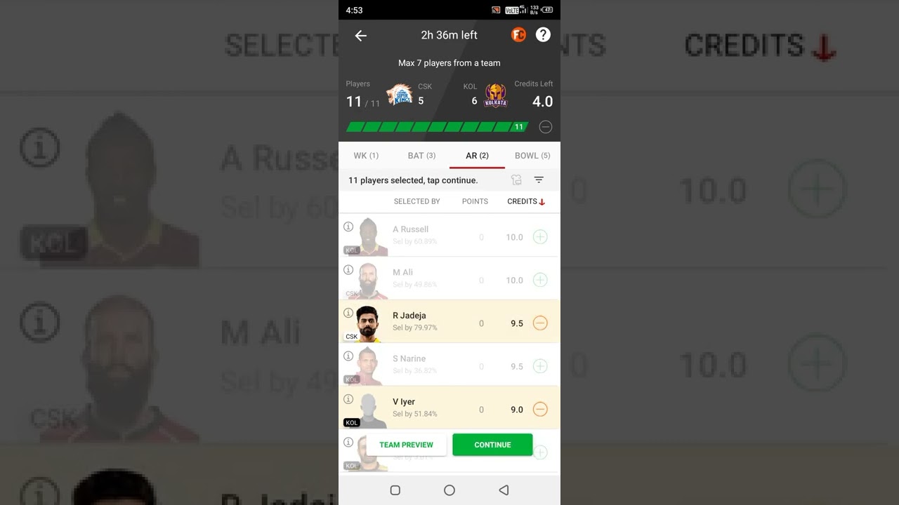 IPLdream11team csk vs kol gl team
