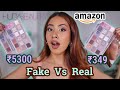 ₹5000 Palette Vs ₹349 Fake Huda Beauty Rose Quartz Palette Comparison / amazon fake makeup