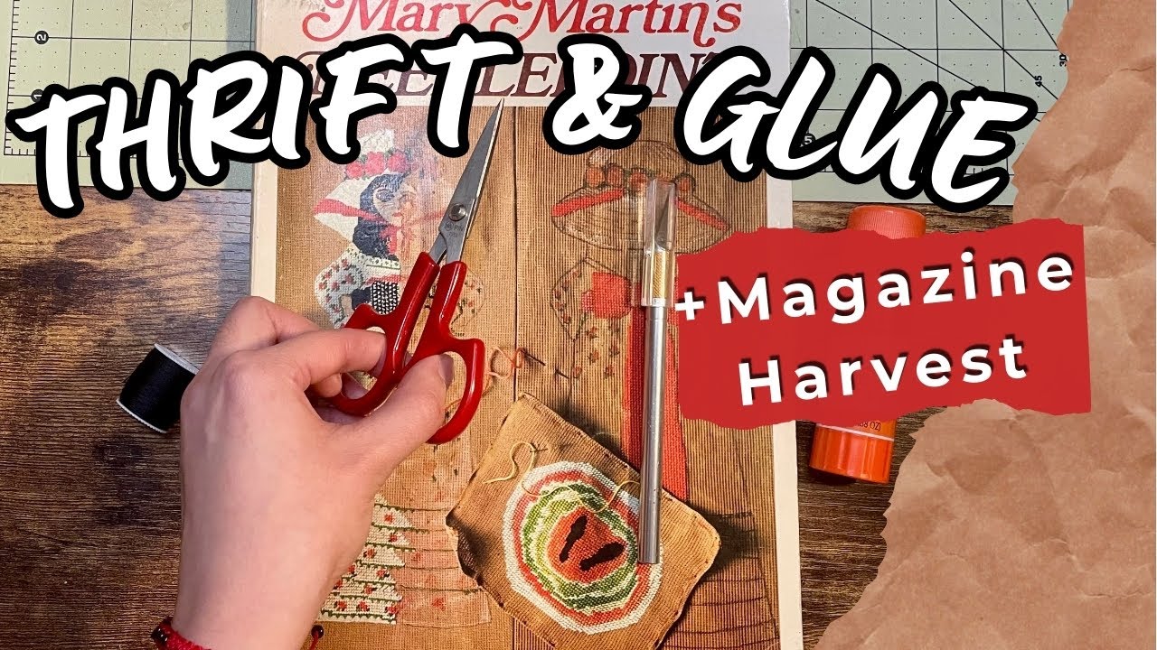 How I Made My Own Glue Book Art Journal from a Vintage Needlepoint book I thrifted!
