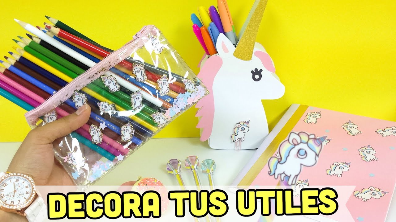 Decora tus utiles escolares de UNICORNIO(ideas para el regreso a clases)