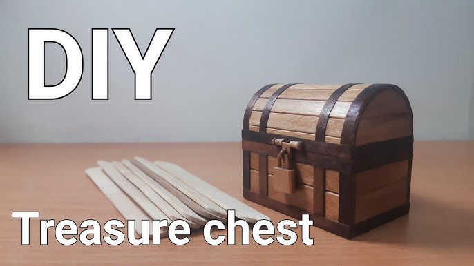 Small Pirate Style Wooden Treasure Chest - Chest with Padlock