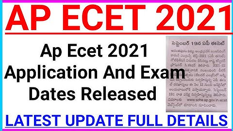 Ap Ecet 2021 Application And Exam Dates Released Latest Update Full Details.