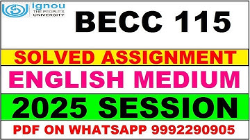 BECC 115 solved assignment 2025 in English || becc 115 solved assignment 2025 || ignou becc115 2025