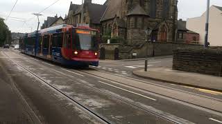 Stagecoach Supertram 101 heads towards Leppings Lane with a Yellow Route Service to Middlewood
