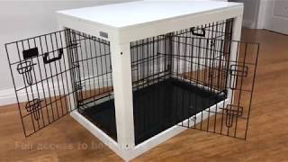 VEBO Collapsible Dog Crate with Timber Table Frame