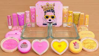 Pink vs Gold - Mixing Makeup Eyeshadow Into Slime ASMR