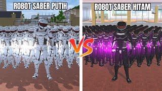 EXPERIMEN 100 ROBOT SABER PUTIH VS 100 ROBOT SABER HITAM KEGELAPAN!! - SAKURA SCHOOL