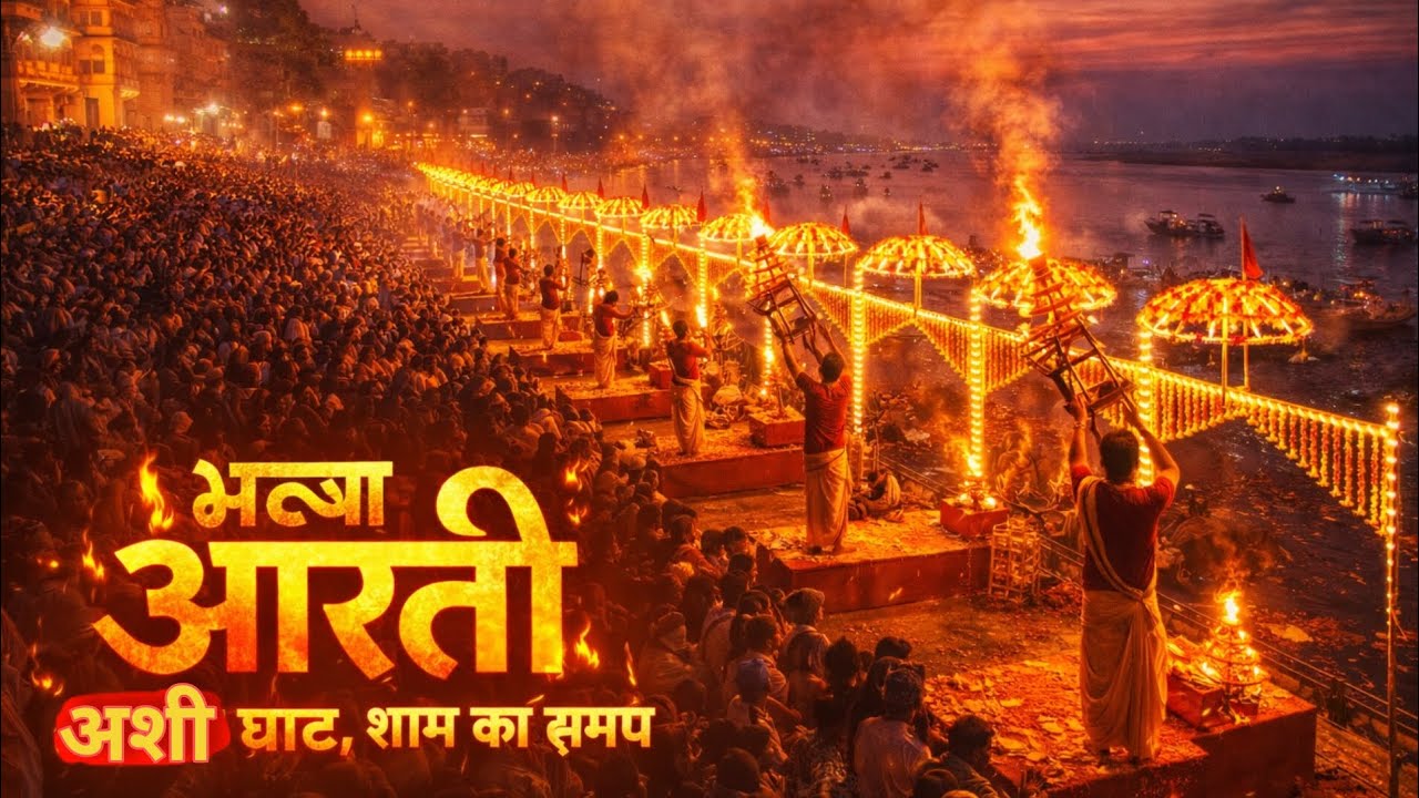 😱अस्सी घाट का भव्य आरती😱(साम का शमय)।।.