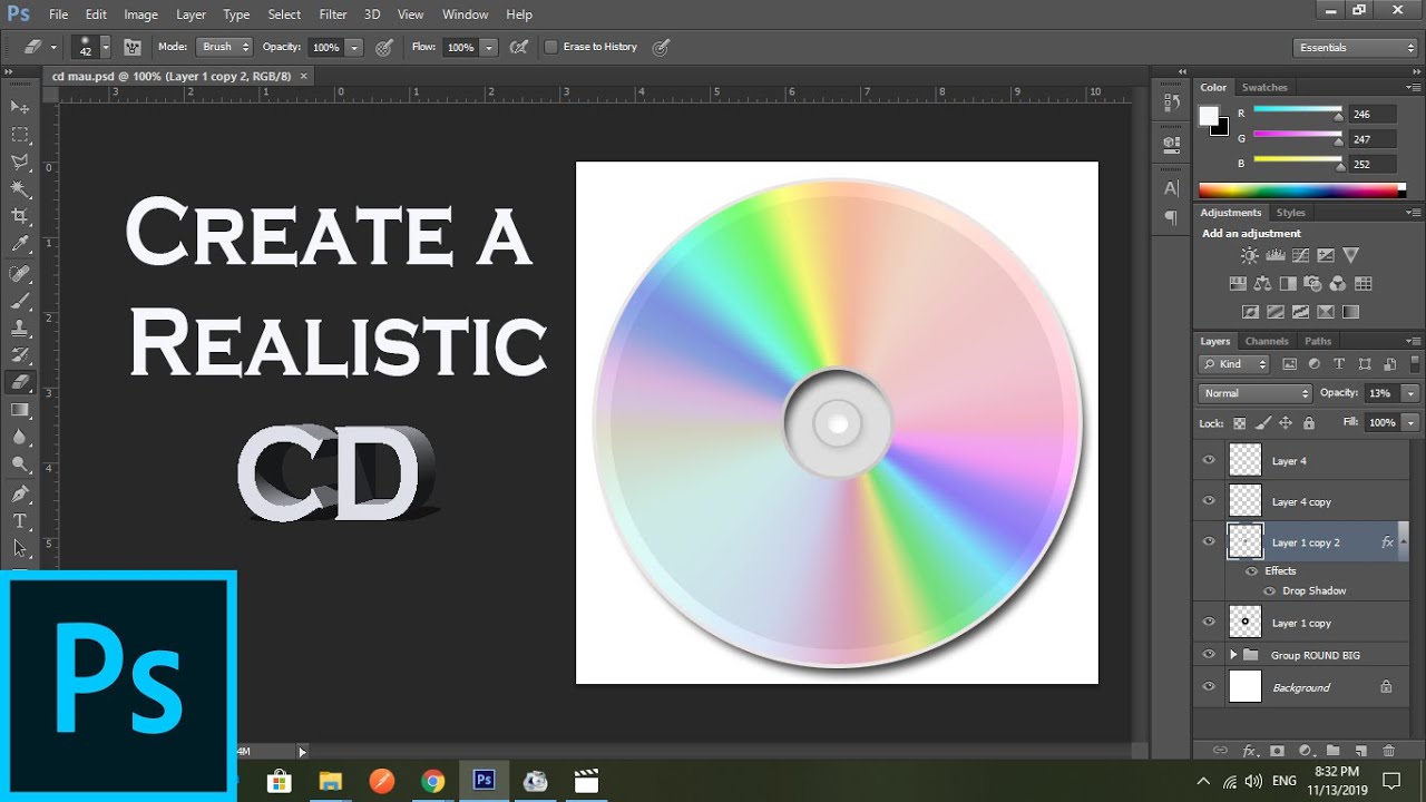 Tạo đĩa CD với Photoshop x Create a Realistic CD | Photoshop CS6 - YouTube