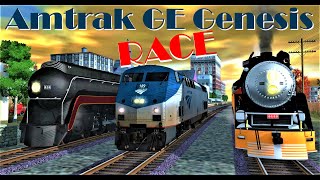 [Trainz Race] Amtrak GE Genesis Vs. 6 Classic Steam locomotives