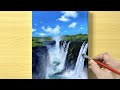 Waterfall Landscape Painting / Acrylic Painting for Beginners / STEP by STEP #283