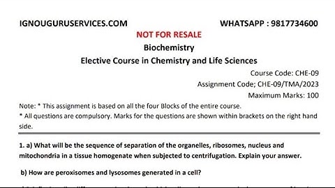 CHE-09 IGNOU Solved Assignment English Medium 2023 Solved Assignment IGNOU