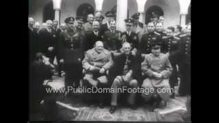 Yalta Conference 1945 FDR Winston Churchill Stalin Archival Footage PublicDomainFootage.com