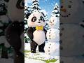 Silly penguin 🐧 ruined Piko’s 🐼 snowman ⛄️ #goodhabitsforkids