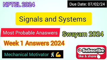 Signals and Systems | Week 1 Quiz | Assignment 1 Solution | NPTEL | SWAYAM 2024