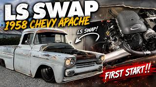 IT'S ALIVE! First Start on My LS Swapped 1958 Chevy Apache