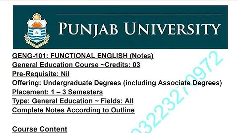 GENG-101 ~ Functional English ~ Complete Notes According to Outline ~ For Semester 1,2,3 #notes