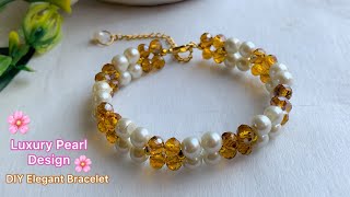 Diy Pearl & Crystal Bracelet Easy Handmade Jewelry Tutorial Beautiful Bracelet Desi