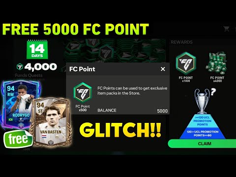 GLITCH!! GET FREE 5000 FC POINTS | UCL 120 PROMOTION POINTS 90/95 OVR REWARD GLITCH FC MOBILE!