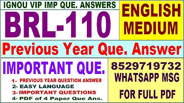 BRL 110 Previous Year Question Paper in English | brl 110 important questions with answer