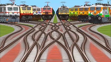 Indian trains locomotive new ground local trains and express crossing bumpy railway station Stop 