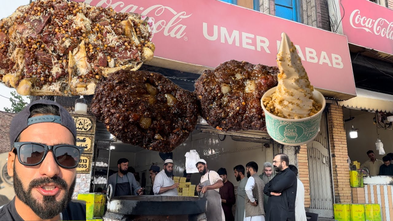 ZAIQA CHAWAL PESHAWAR UMER CHAPAL KABABS BEST GHANTA GHAR TAWA FRY FISH AND SOFT SWIRL ICE