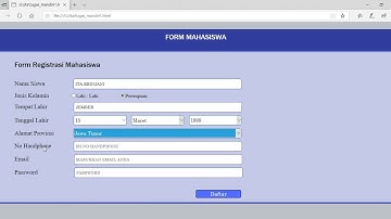Formulir Pendaftaran Siswa Menggunakan HTML & Css