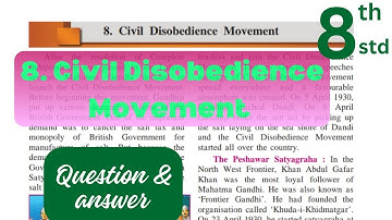 8th std-History Chapter 8std  Civil disobedience movement question answer from textbook - class 8