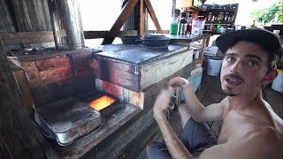Rocket Man Kyle Demos Amazing Rocket Stove Flat Cooking Surface