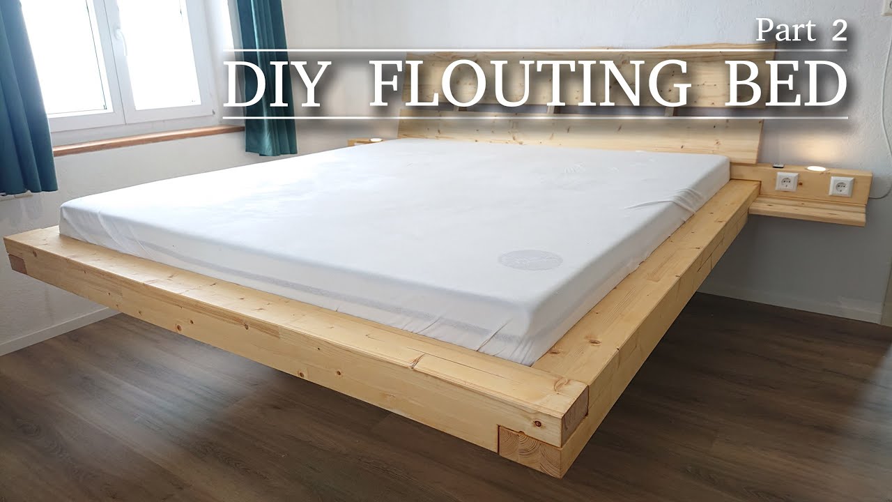 Diy Timelapse | Upgrade Homemade Floating Bed With Backrest And Bedside  Table - Youtube