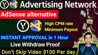 Best High Paying Google Adsense Alternative Ad Network 100$ Per Day instant Approval | Yandex Ad