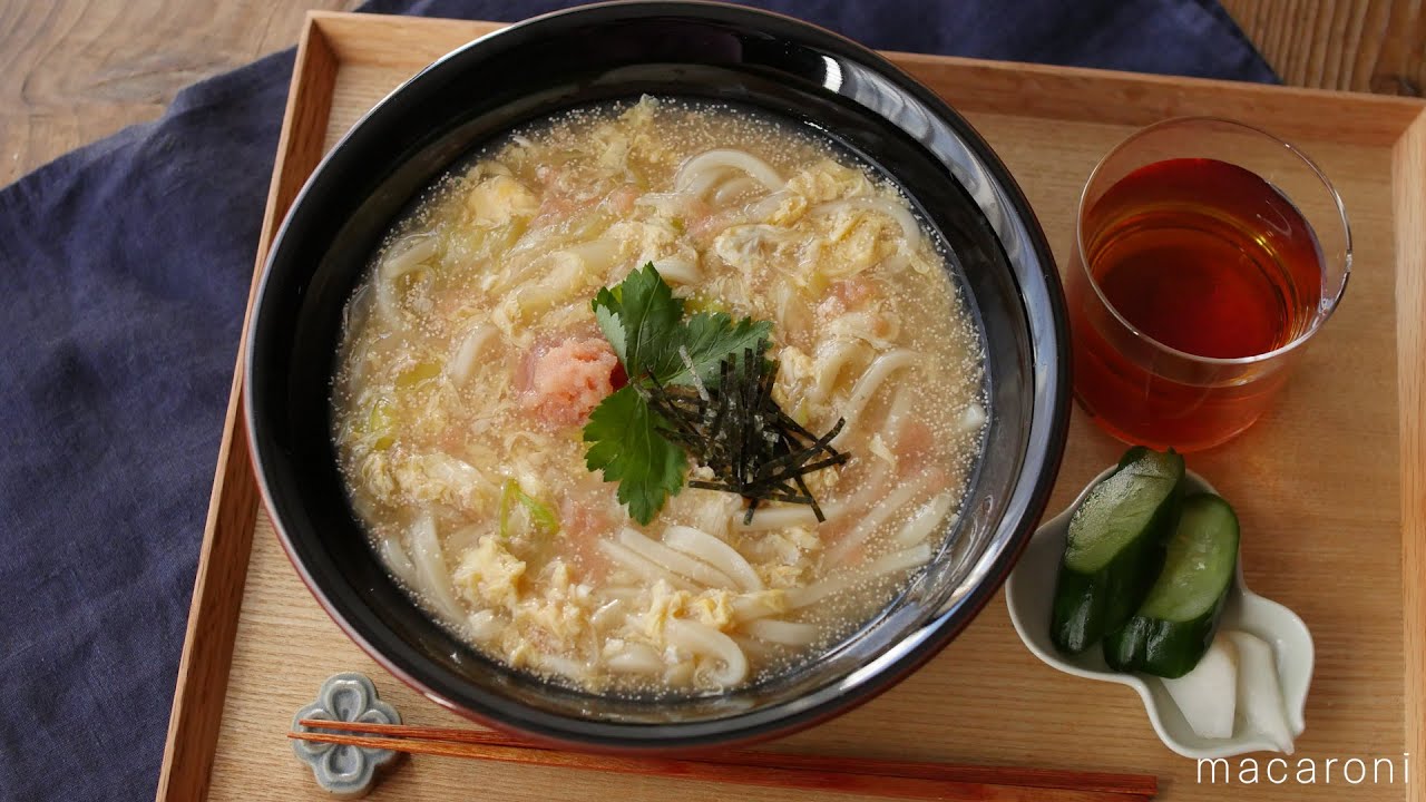 すぐ麺】明太玉子あんかけうどん - YouTube