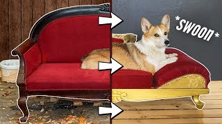 Corgi Fainting Couch: Making a Miniature Victorian Sofa // History-bounding for Dogs