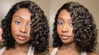 Blonde Highlights Curly C-Part Wig Install | Ft. Luvme Hair