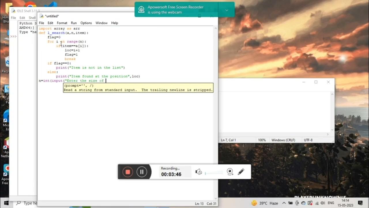 Linear Search In Python Idle||Data Structure Algorithm||Makaut||Mca ... image.