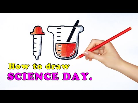 How to draw Science Day. draw Beaker and dropper.  วาดรูปบิกเกอร์และหลอดหยดสาร วาดรูปวันวิทยาศาสตร์