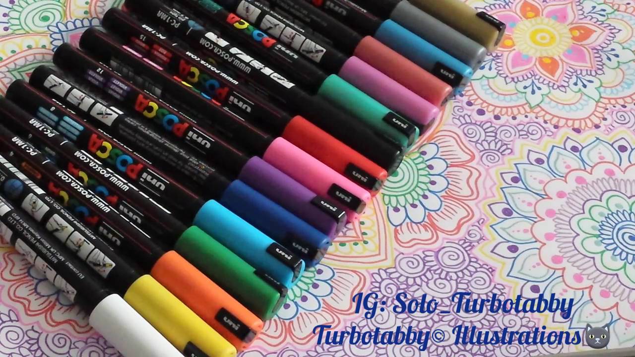Uni Posca Ultra Fine Tip Paint Pens Review by Turbotabby© Illustrations