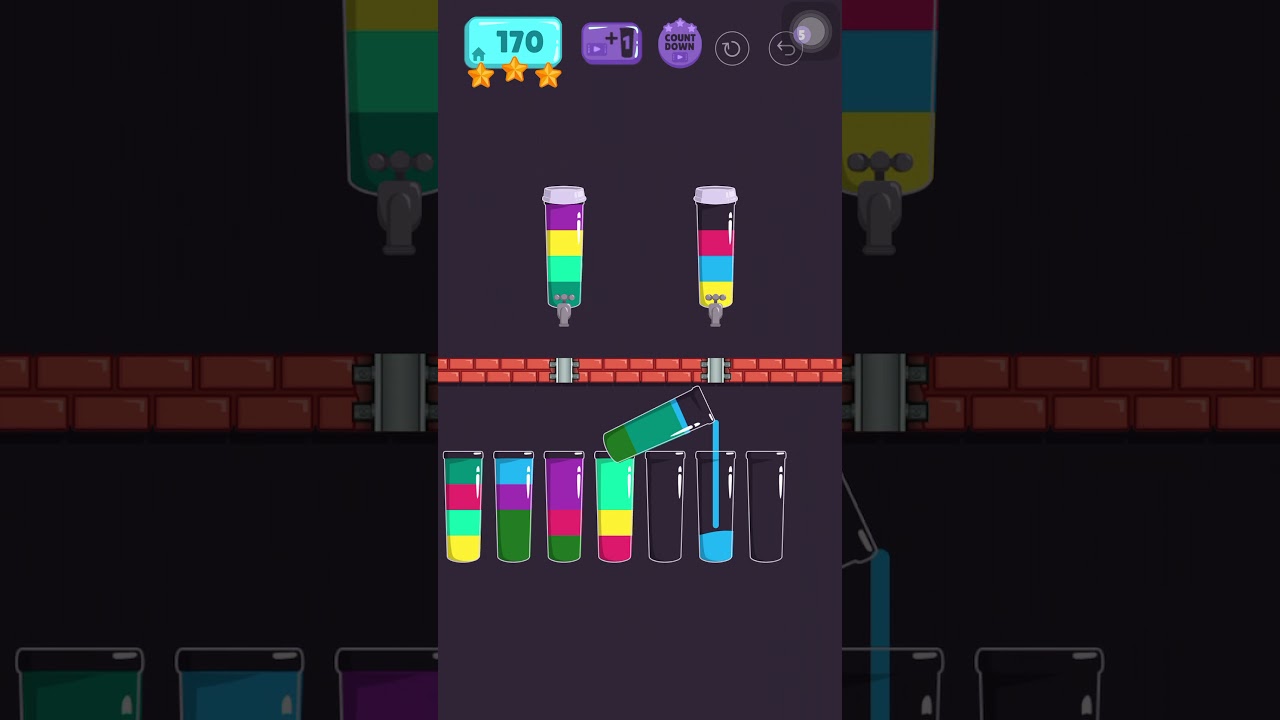 Cups - water sort puzzle | level 170 | ⭐️⭐️⭐️