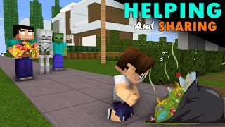 HELPING AND SHARING THE POOR FAMILY CHALLENGE - MINECRAFT MONSTER SCHOOL