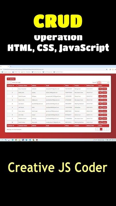 CRUD in HTML, CSS, Bootstrap & JavaScript - YouTube