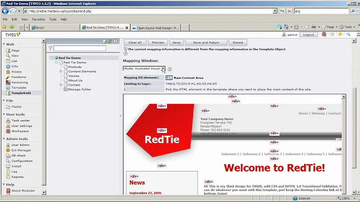 TYPO3 - Mapping a design with TemplaVoila