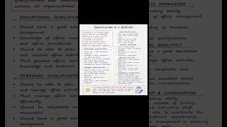 Qualifications of a Secretary | BCOE-144 Notes | IGNOU Office Management | Exam Revision #yt #shorts