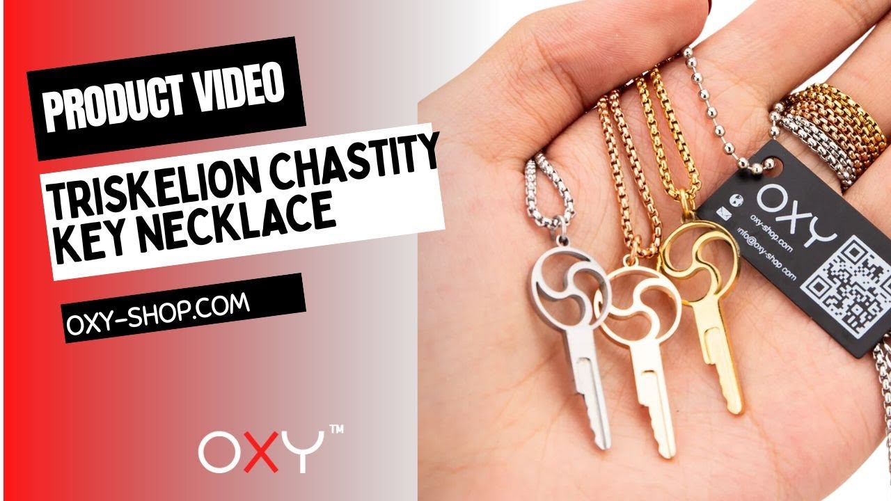 Triskelion Chastity Key Necklace - Gold & Steel