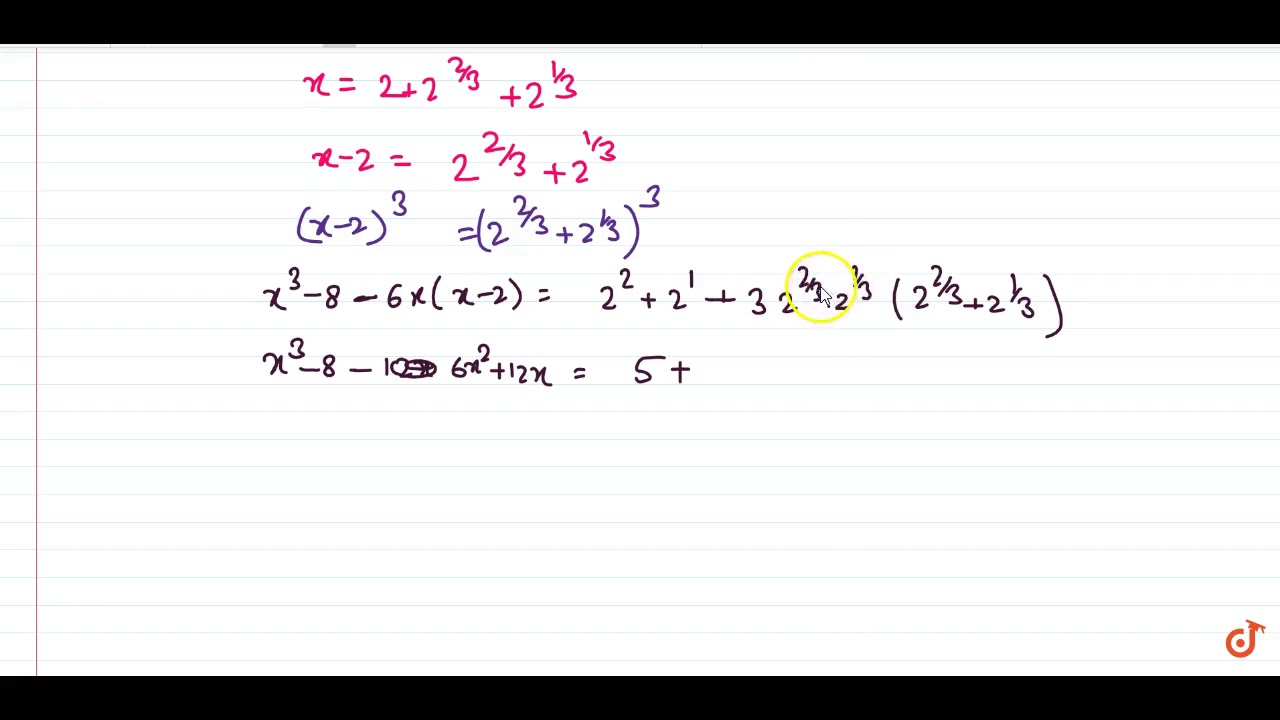 If X 2 2 2 3 2 1 3 Then The Value Of X 3 6x 2 6x Is Youtube