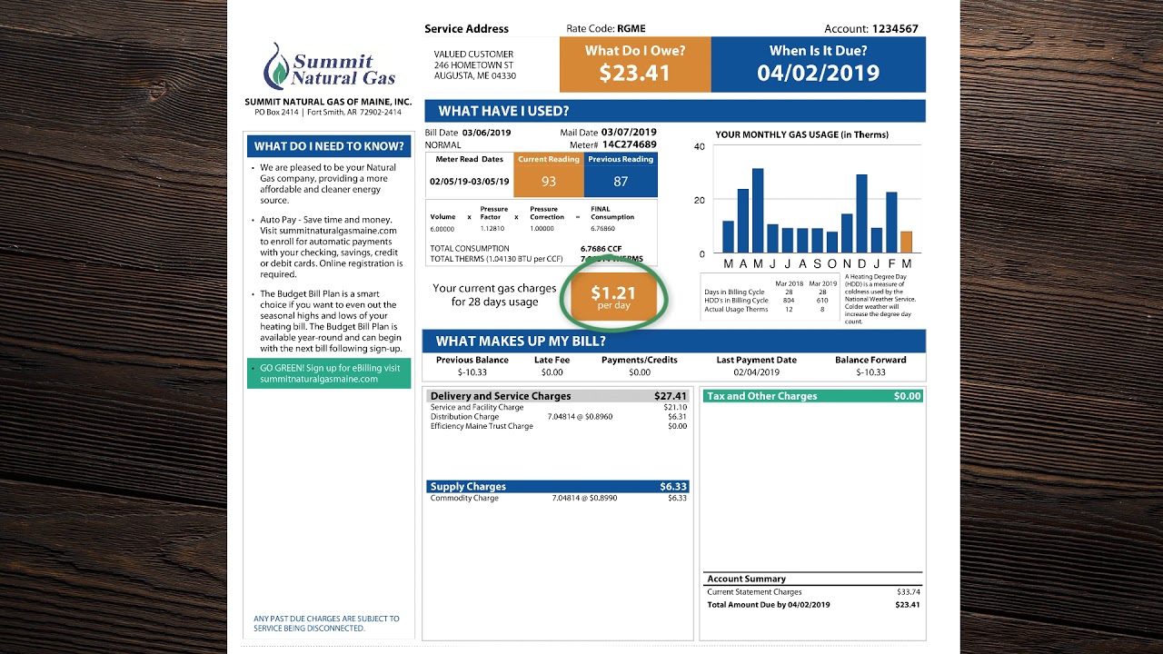 Summit Natural Gas of Maine New Bill Design Walkthrough YouTube