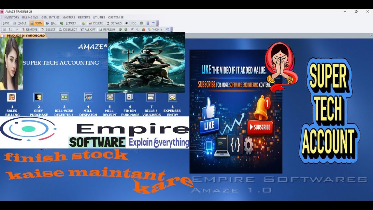 empire software me finish stock kaise maintain kare,empire software